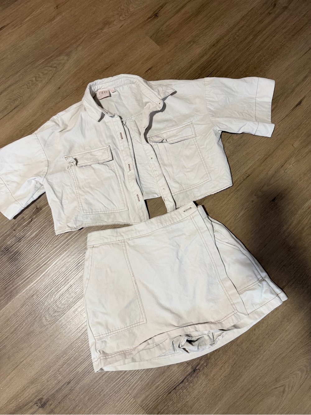 Women’s White Denim Skort with Utility Pockets